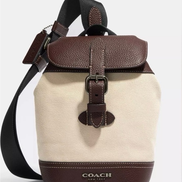 COACH Hudson Gender Neutral Canvas and Pebble Leather Small Front/Back Pack - Picture 1 of 16